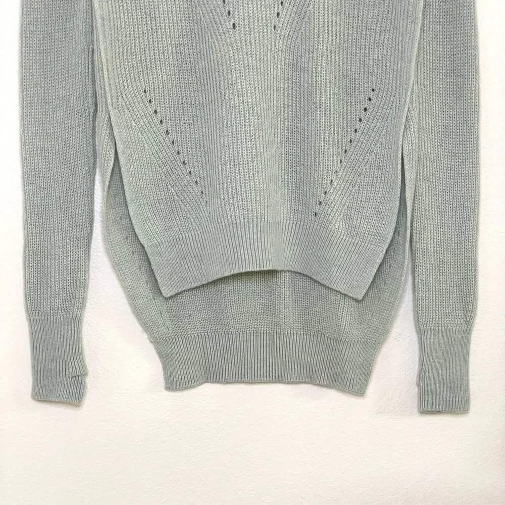 Lululemon Seva Sweater Merino Wool Pointelle Knit High Low Pullover Minty Grey 4